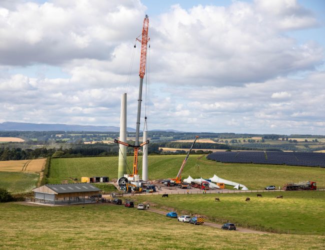 Global Crane Services Plays a Crucial Role in the Erection of an Enercon E70 Turbine in Perthshire for Simon Howie, The Scottish Butcher